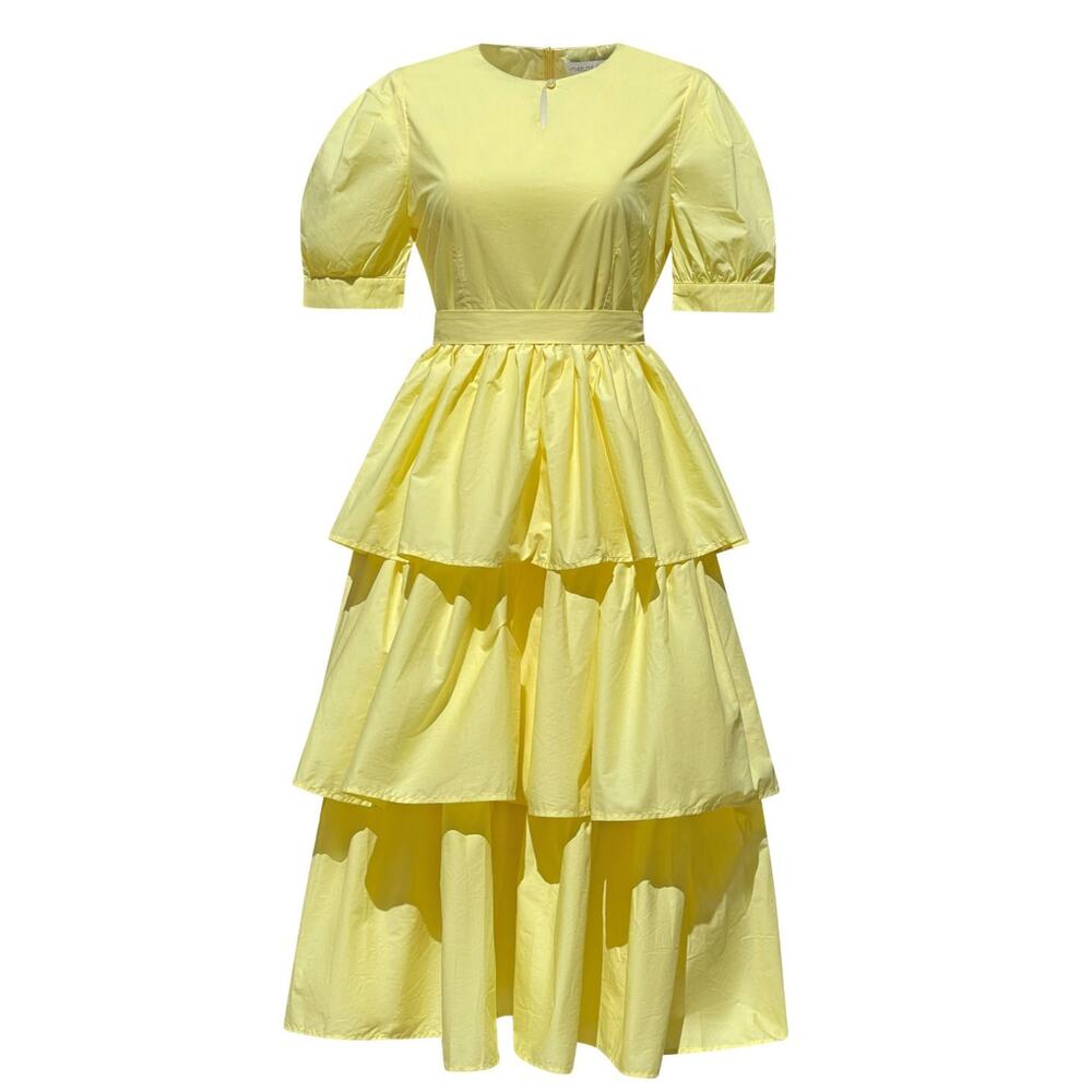 Madeleine Simon Yellow Fibonacci Tiered Princess Dress Size Large